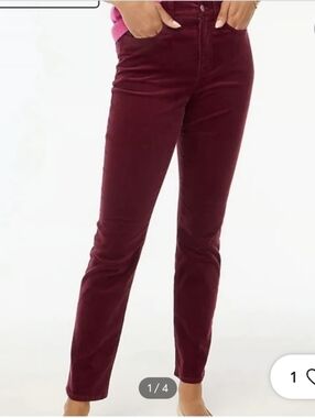J. Crew Burgundy Corduroy Straight Pants Size 28